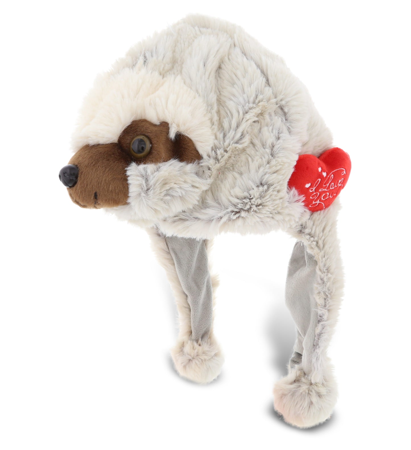 PLUSH I LOVE YOU RED HEART - SUPER SOFT PLUSH HAT - SLOTH