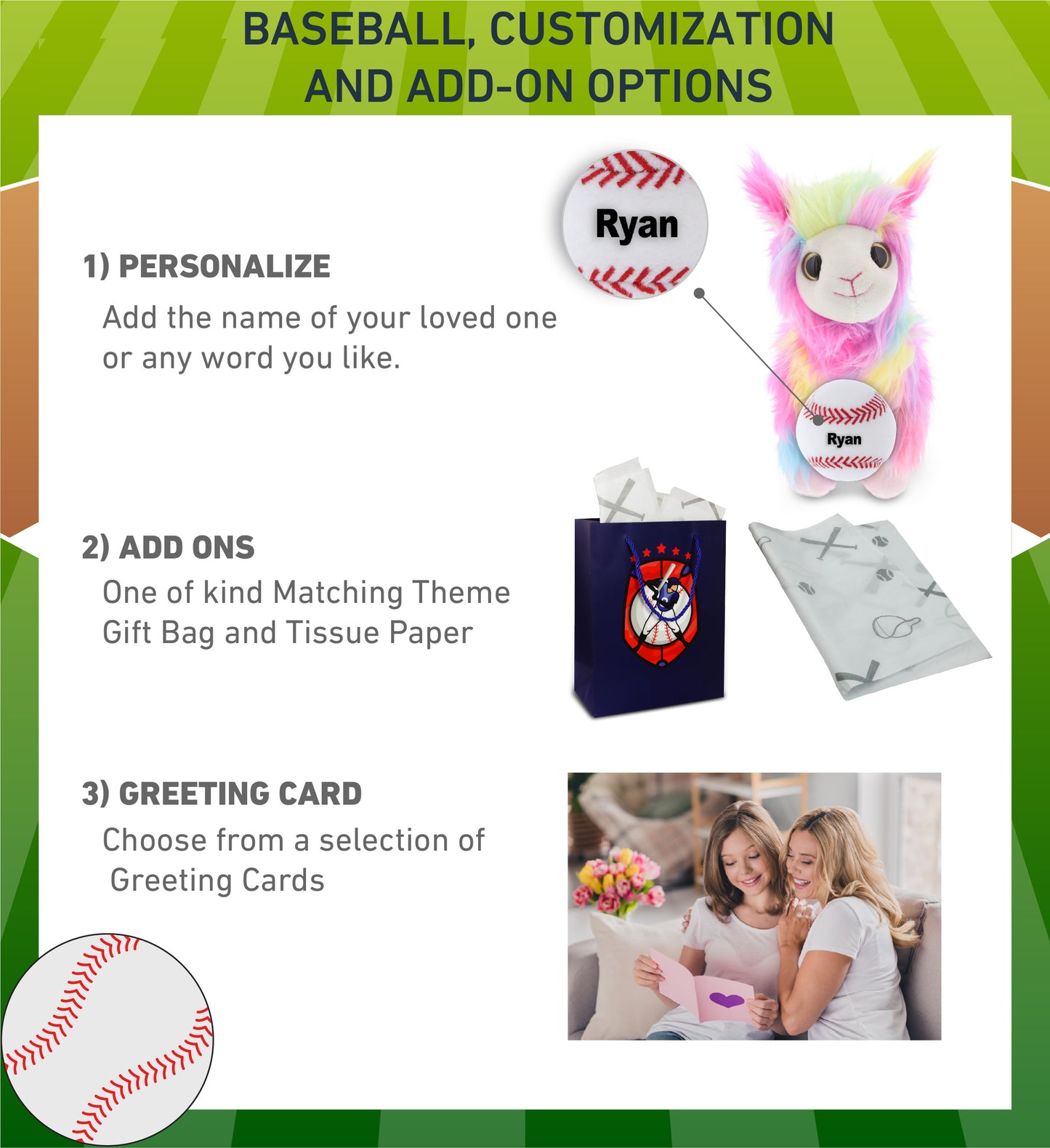 SUPER SOFT PLUSH - RAINBOW LLAMA WITH BASEBALL PLUSH