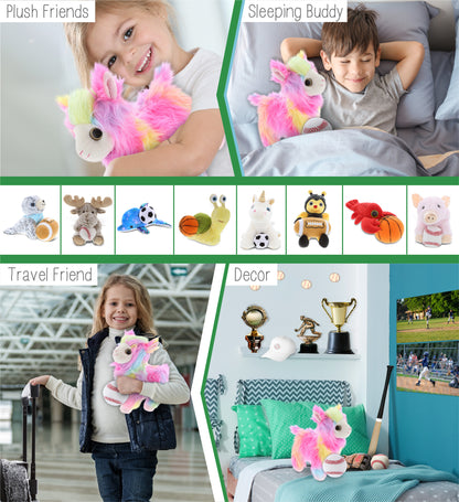 SUPER SOFT PLUSH - RAINBOW LLAMA WITH BASEBALL PLUSH