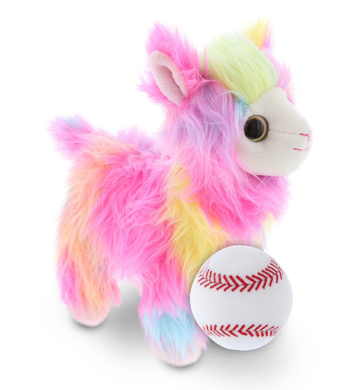 SUPER SOFT PLUSH - RAINBOW LLAMA WITH BASEBALL PLUSH