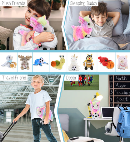 SUPER SOFT PLUSH - RAINBOW LLAMA WITH SOCCER PLUSH