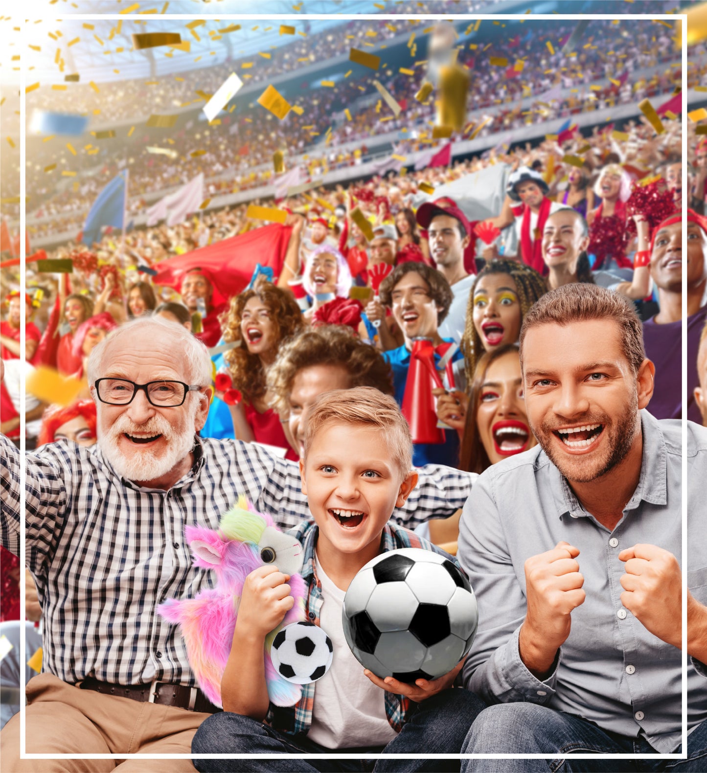 SUPER SOFT PLUSH - RAINBOW LLAMA WITH SOCCER PLUSH