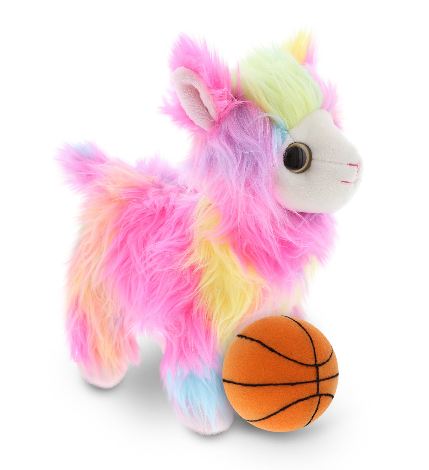 SUPER SOFT PLUSH - RAINBOW LLAMA WITH BASKETBALL PLUSH