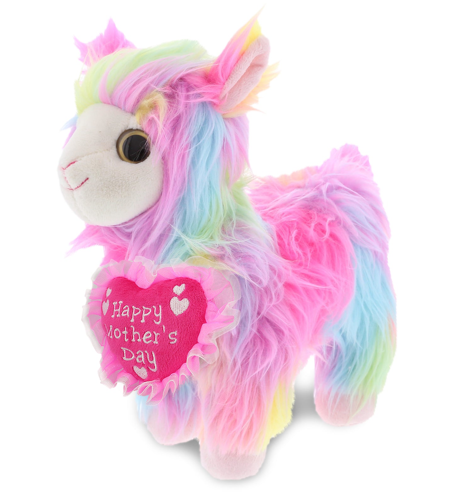 PLUSH MOTHERS DAY HEART - SUPER SOFT PLUSH - RAINBOW LLAMA