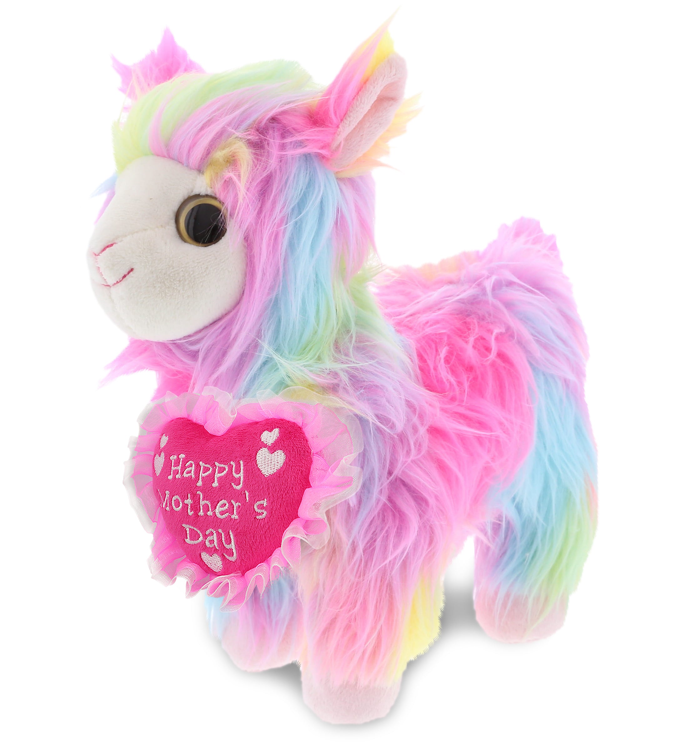 PLUSH MOTHERS DAY HEART - SUPER SOFT PLUSH - RAINBOW LLAMA