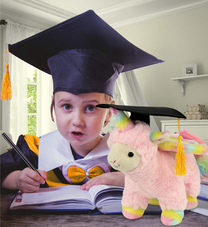 DolliBu Pink Flying Llamacorn Graduation Plush with Cap with Tassel - 11 Inches