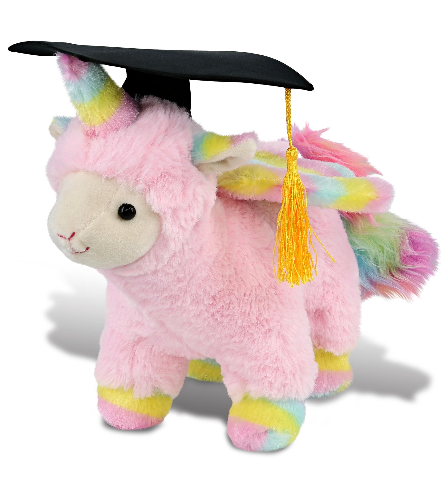 DolliBu Pink Flying Llamacorn Graduation Plush with Cap with Tassel - 11 Inches