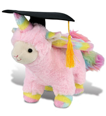 DolliBu Pink Flying Llamacorn Graduation Plush with Cap with Tassel - 11 Inches