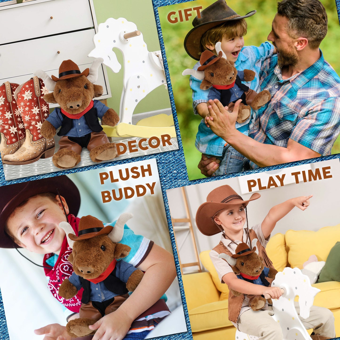 SUPER SOFT PLUSH - TEXAS LONGHORN COWBOY DRESS UP