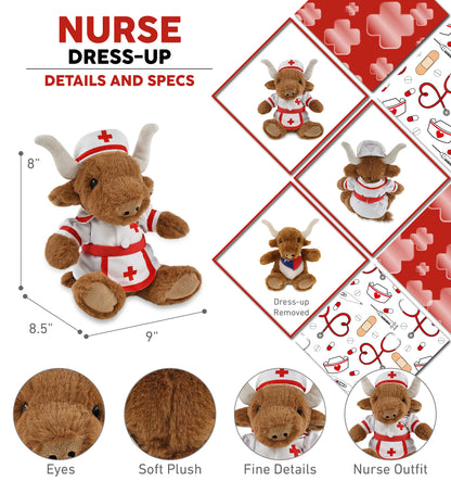 SUPER SOFT PLUSH - TEXAS LONGHORN With NURSE Dress-Up