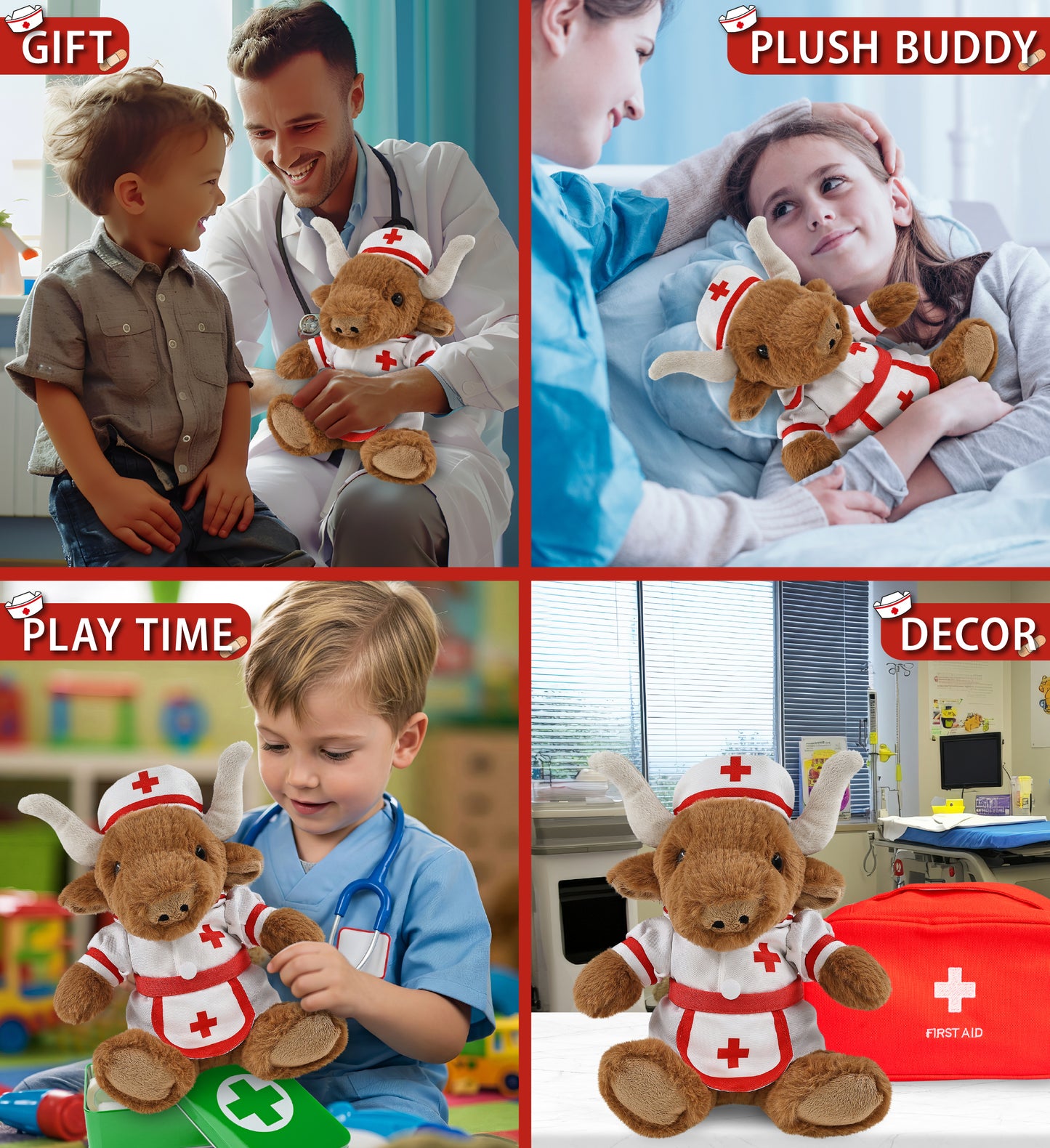 SUPER SOFT PLUSH - TEXAS LONGHORN With NURSE Dress-Up