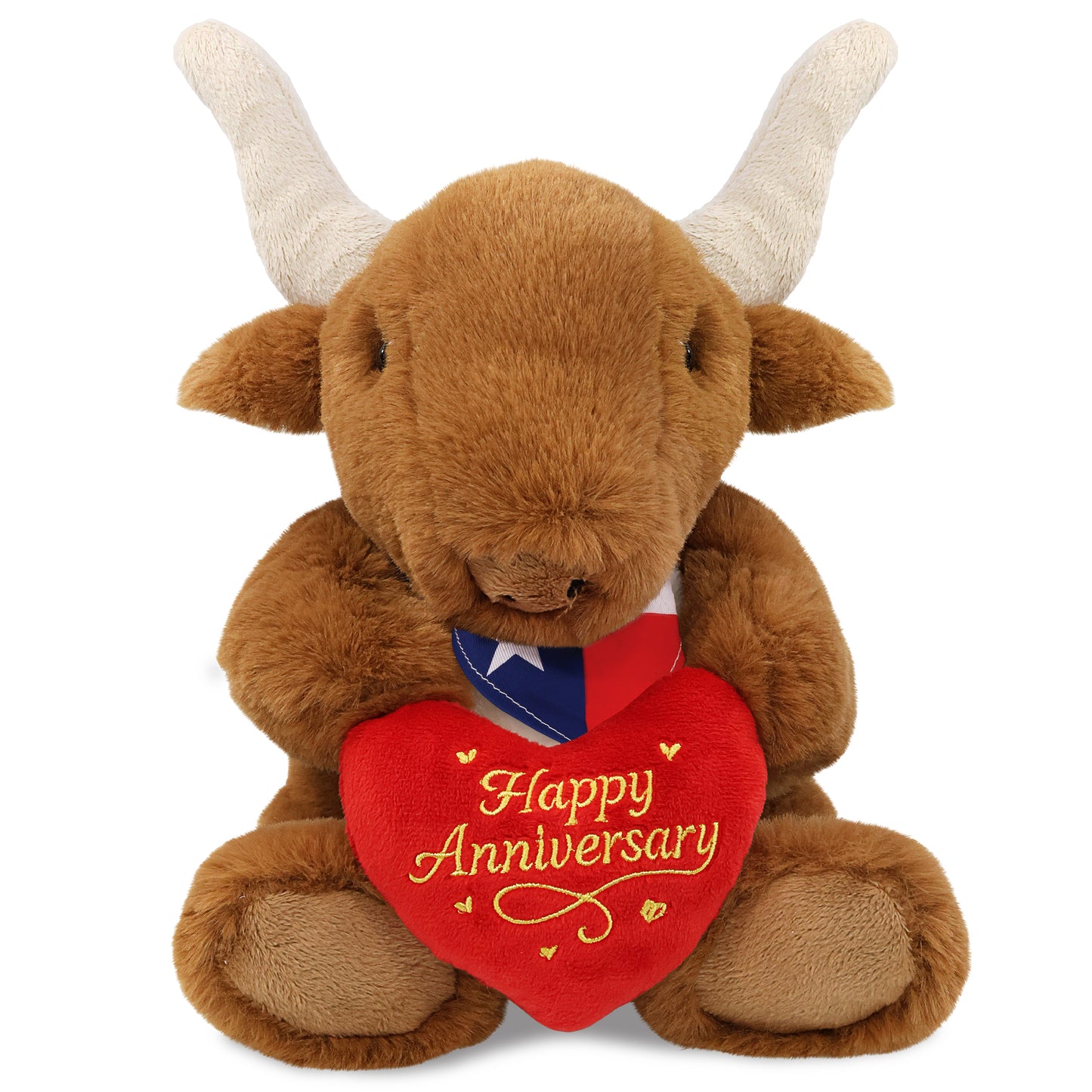 SUPER SOFT PLUSH - TEXAS LONGHORN WITH HAPPY ANNIVERSARY HEART