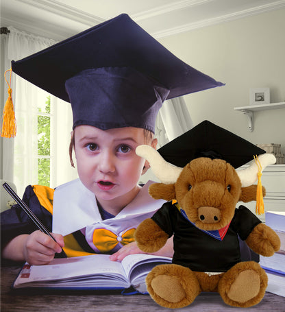 DolliBu Texas Longhorn Graduation Plush with Gown and Cap with Tassel - 9 Inch