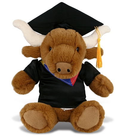 DolliBu Texas Longhorn Graduation Plush with Gown and Cap with Tassel - 9 Inch