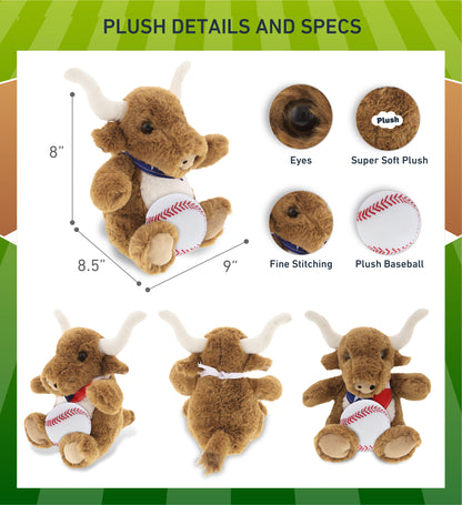 SUPER SOFT PLUSH - TEXAS LONGHORN WITH BASEBALL PLUSH