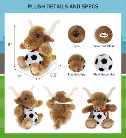 SUPER SOFT PLUSH - TEXAS LONGHORN WITH SOCCER PLUSH