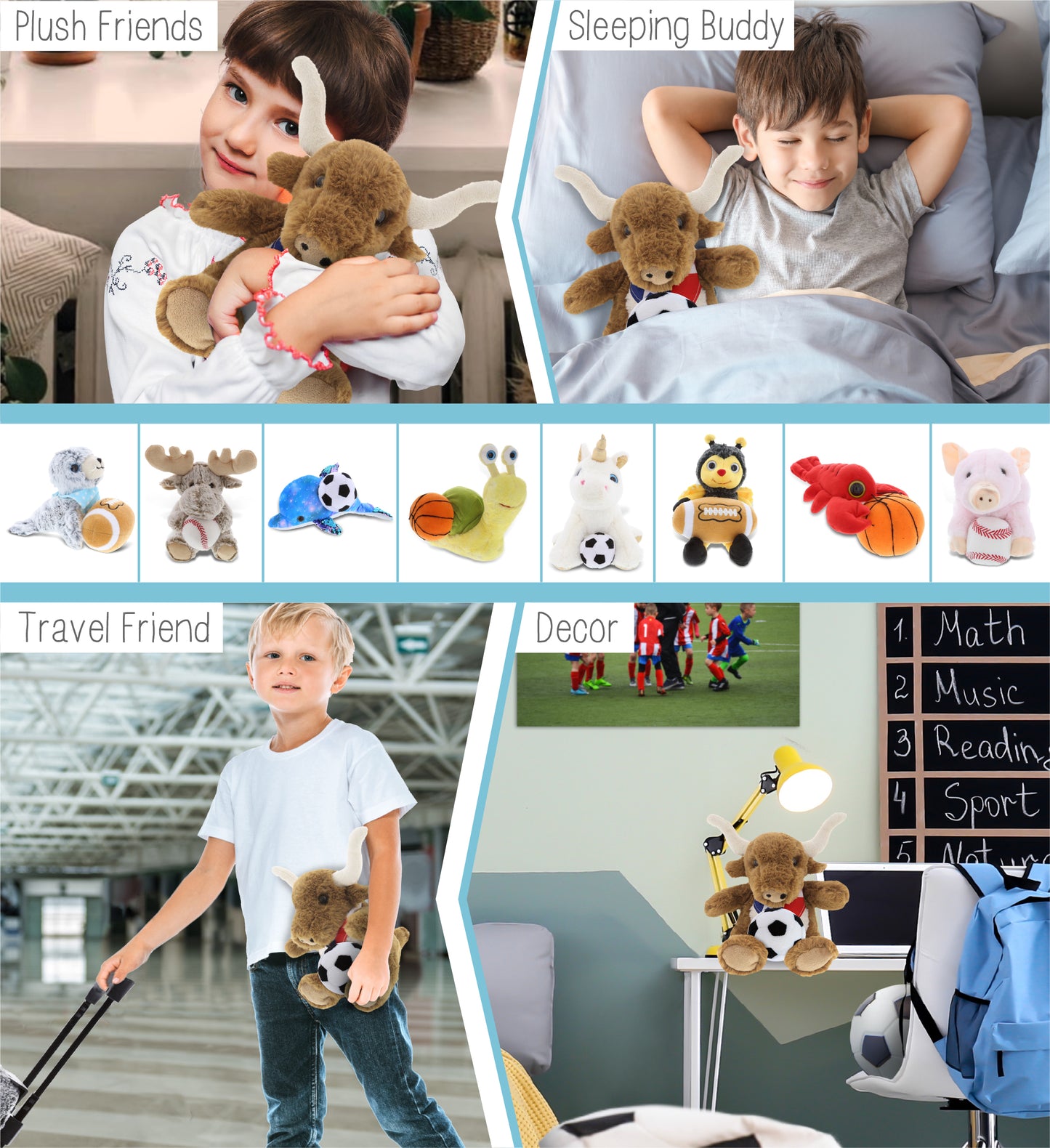 SUPER SOFT PLUSH - TEXAS LONGHORN WITH SOCCER PLUSH