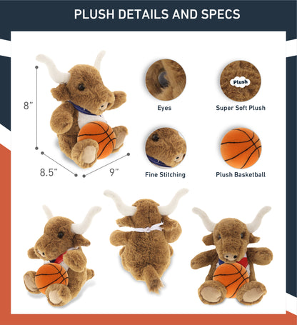 SUPER SOFT PLUSH - TEXAS LONGHORN WITH BASKETBALL PLUSH