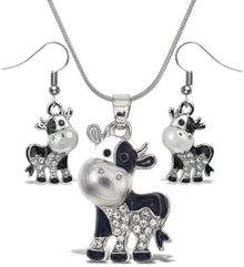 Necklace and Earrings -Cow Silver - Set of 2