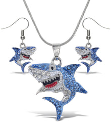 Necklace and Earrings -Shark - Set of 2