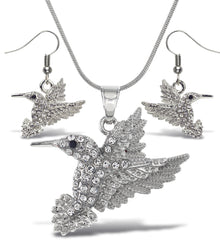 Necklace and Earrings - Hummingbird Silver - Set of 2