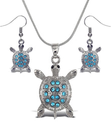 Necklace and Earrings - Blue Sea Turtle - Set of 2