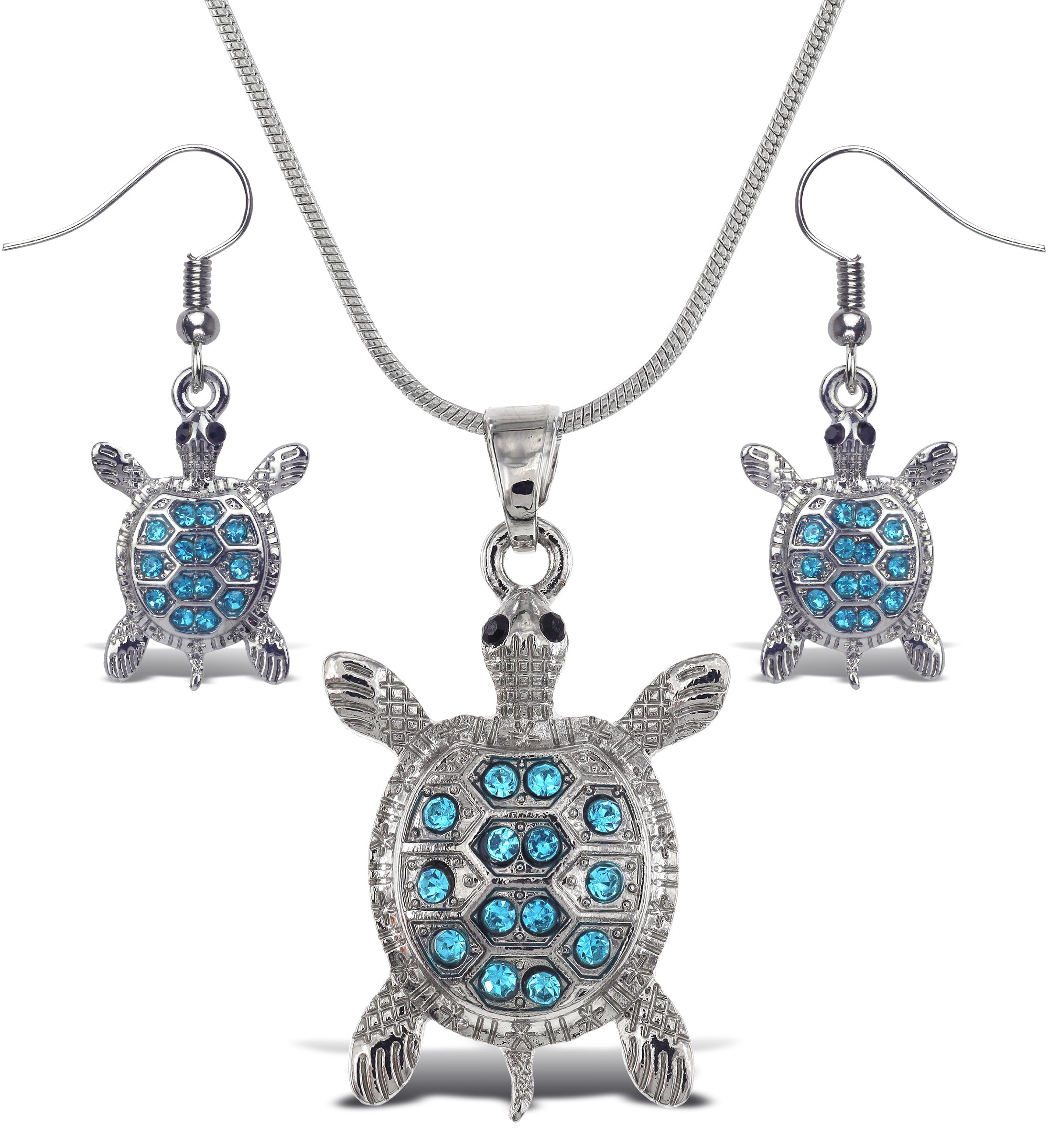 Necklace and Earrings - Blue Sea Turtle - Set of 2