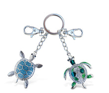 Sparkling Keychain - Green and Blue Sea Turtle - Set of 2