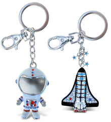Sparkling Keychain - Space Astronaut and Space Shuttle - Set of 2