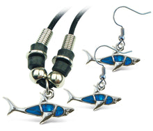 Necklace and Earrings - Aqua Shark - Set of 2