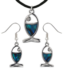 Necklace & Earrings - Christian Fish  - Set of 2