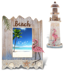 Wooden -  Flamingo beach photo ,Flamingo Lighthouse - Set of 2