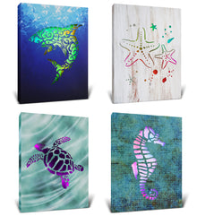 Wall Art- Seahorse, Sea Turtle, Shark Light Up -Set of 4