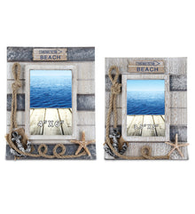 Sea Nautical- Silver Sea Nautical Wooden Photo Frames -Set of 2