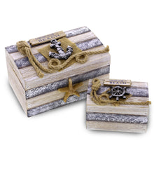 Sea Wooden-  Jewelry Box - Set of 2