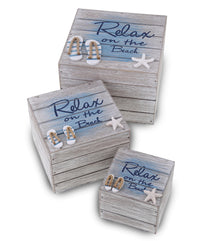 Wooden -  AQUA SKY NAUTICAL WOODEN JEWELRY BOX - Set of 3