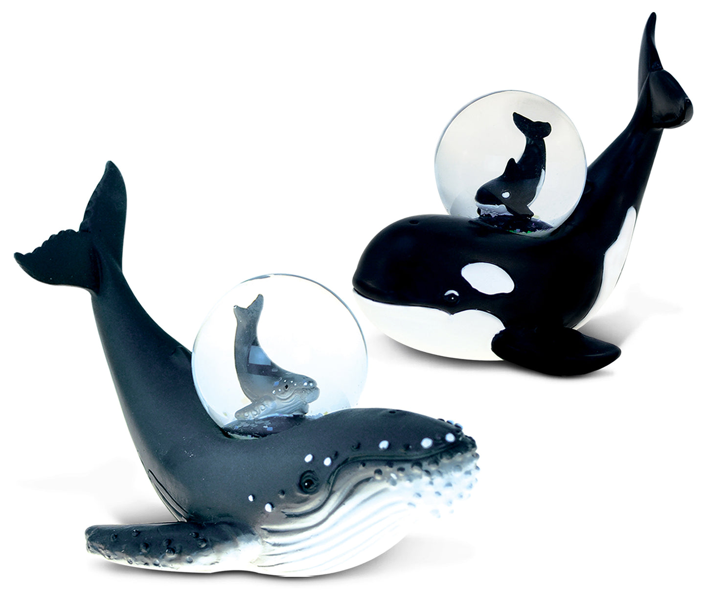 Killer and Humpback Whale Snowglobes - Set of 2