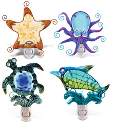 Dolphin, Sea Turtle, Starfish, Octopus ; Night Lights - Set of 4