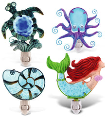 Turtle, Shell, Mermaid, Octopus ; Night Lights - Set of 4